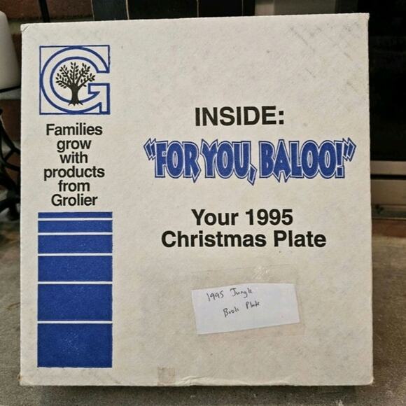 8 1/2" Disney Grolier Jungle Book Christmas Plate For You Baloo with Box Vintage - Picture 5 of 5